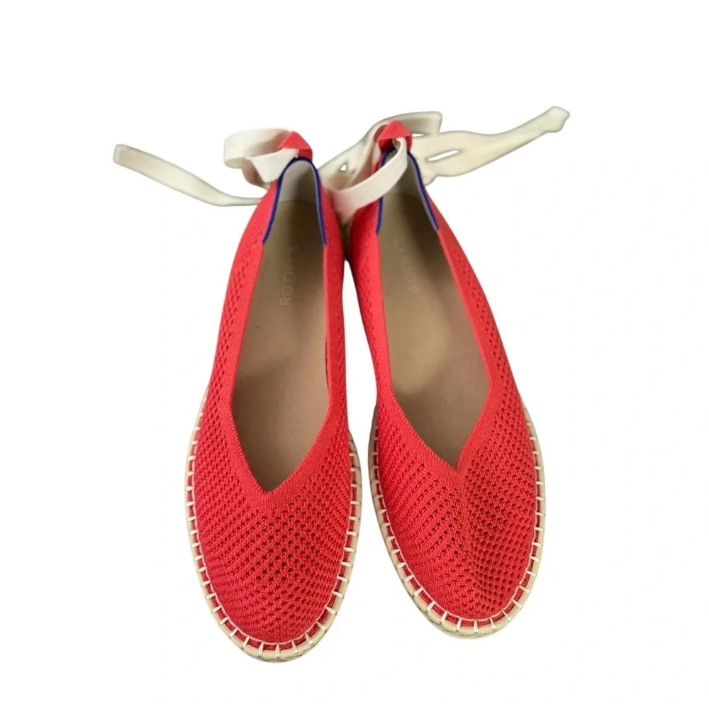 NEW ROTHYS Boardwalk Red Wrap Espadrilles Flats Slip Ons